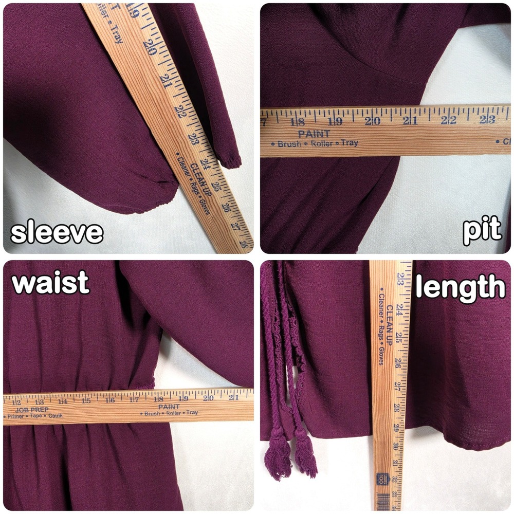 Maurices Cardigan Women's L Purple Open Front Tassel Tie Boho Kimono Top Blouse - Picture 4 of 16